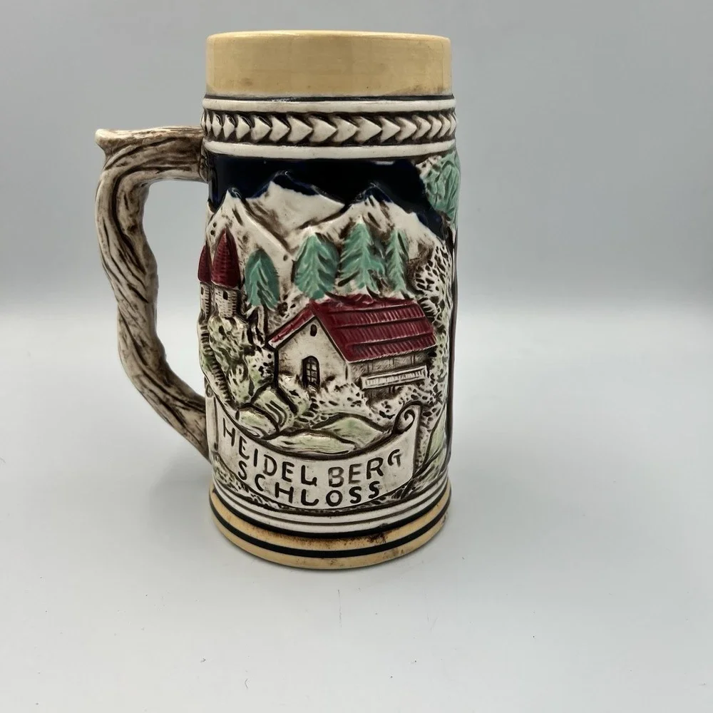 Vintage Dee Bee Co Heidelberg Schloss Ceramic Beer Stein Hand‎ painted Japan